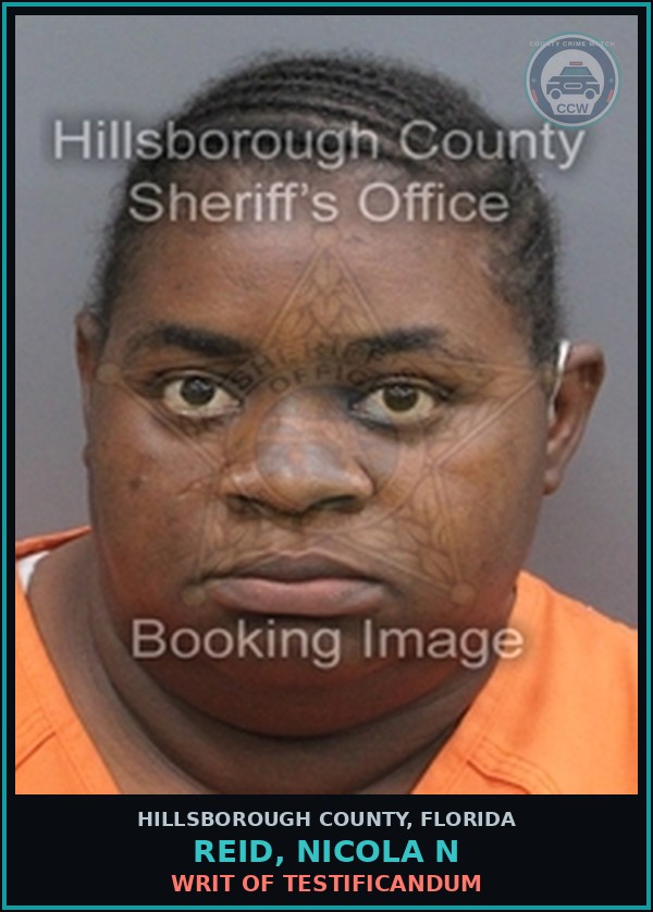 Booking mugshot of REID, NICOLA N in Hillsborough County