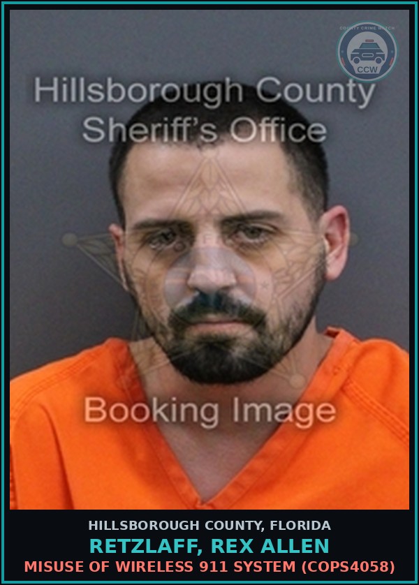 Booking mugshot of RETZLAFF, REX ALLEN in Hillsborough County