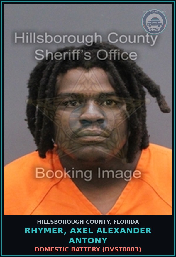 Booking mugshot of RHYMER, AXEL ALEXANDER ANTONY in Hillsborough County