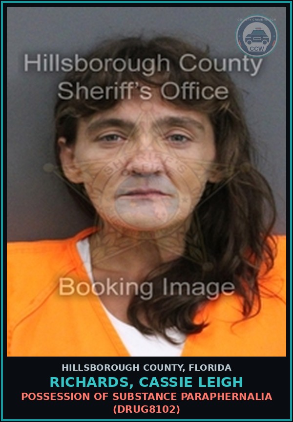 Booking mugshot of RICHARDS, CASSIE LEIGH in Hillsborough County