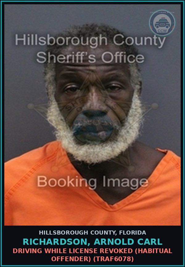 Booking mugshot of RICHARDSON, ARNOLD CARL in Hillsborough County