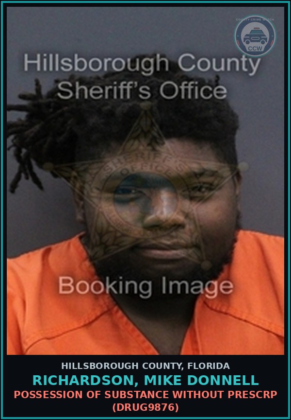 Booking mugshot of RICHARDSON, MIKE DONNELL in Hillsborough County