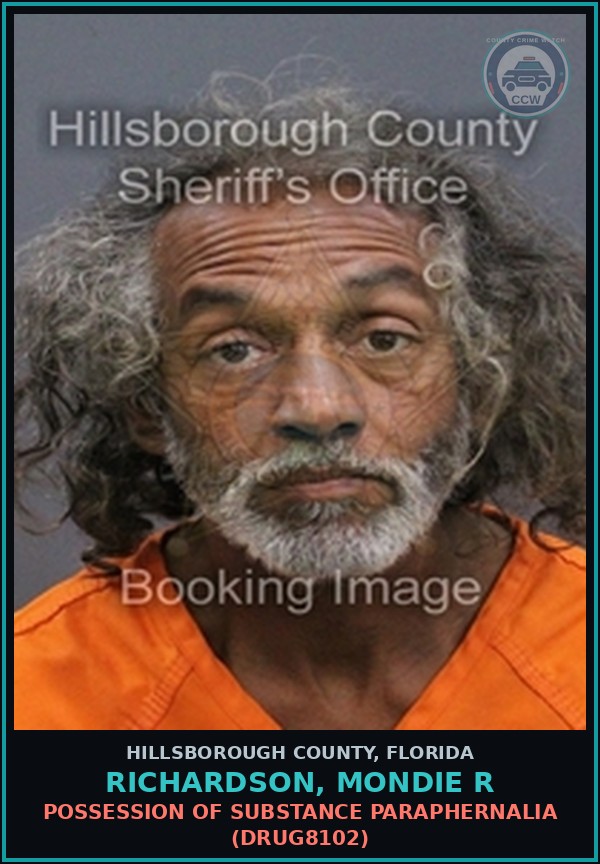 Booking mugshot of RICHARDSON, MONDIE R in Hillsborough County