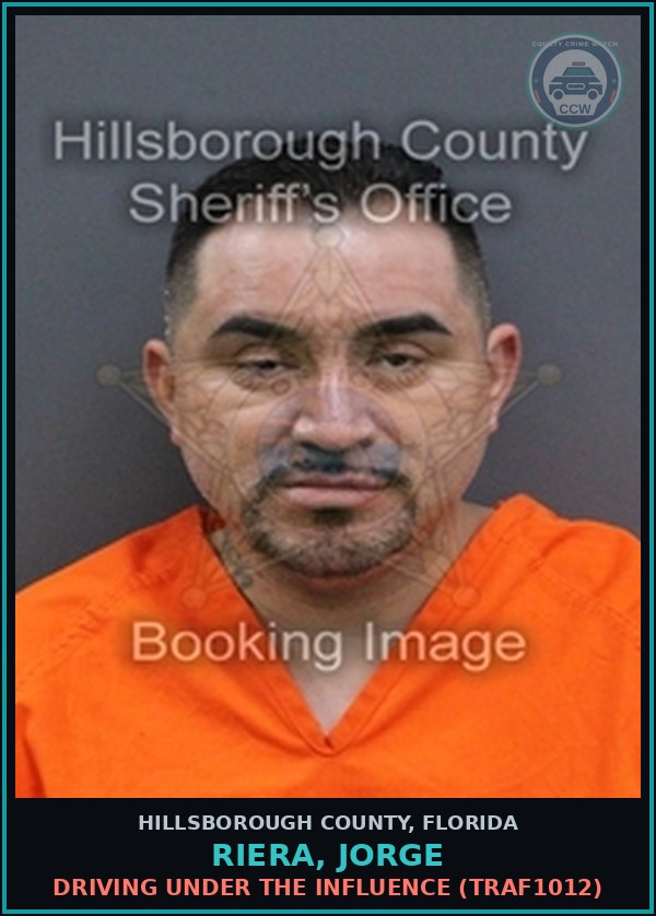 Booking mugshot of RIERA, JORGE in Hillsborough County