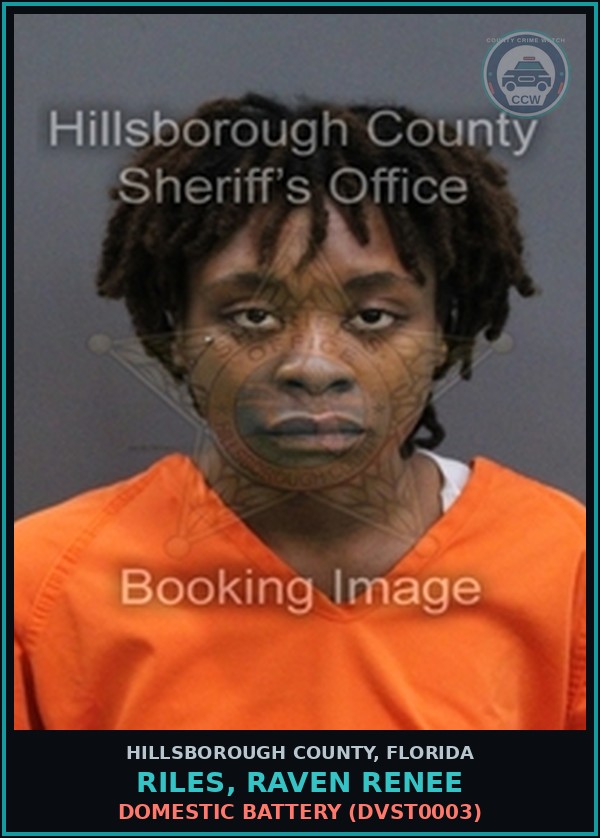 Booking mugshot of RILES, RAVEN RENEE in Hillsborough County