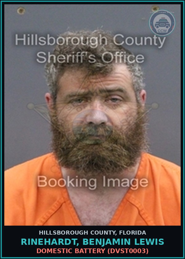 Booking mugshot of RINEHARDT, BENJAMIN LEWIS in Hillsborough County