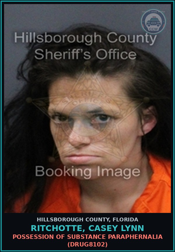 Booking mugshot of RITCHOTTE, CASEY LYNN in Hillsborough County