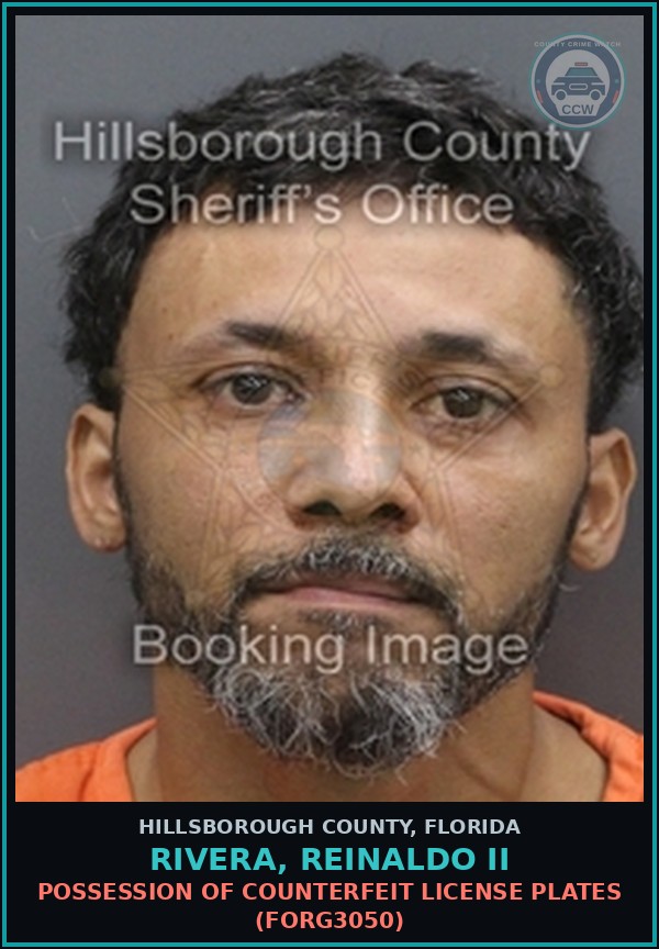 Booking mugshot of RIVERA, REINALDO II in Hillsborough County