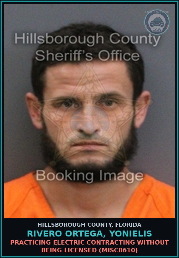 Booking mugshot of RIVERO ORTEGA, YONIELIS in Hillsborough County