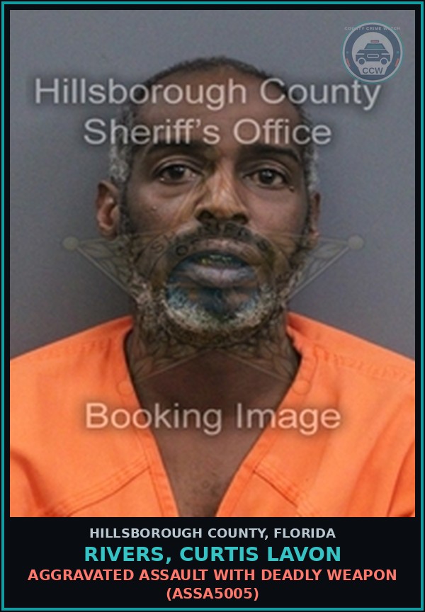 Booking mugshot of RIVERS, CURTIS LAVON in Hillsborough County
