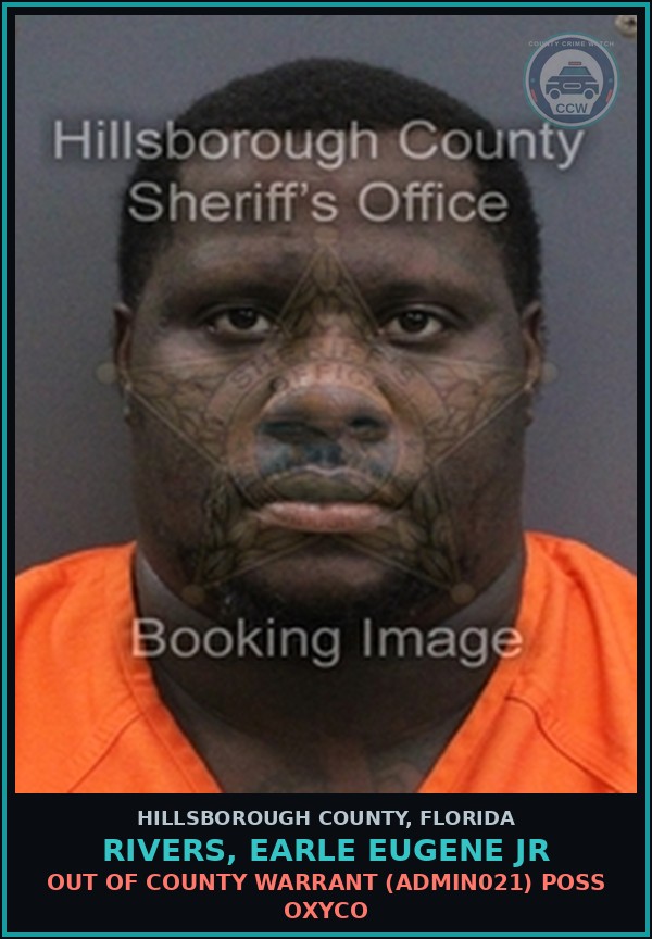 Booking mugshot of RIVERS, EARLE EUGENE JR in Hillsborough County
