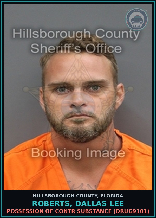 Booking mugshot of ROBERTS, DALLAS LEE in Hillsborough County