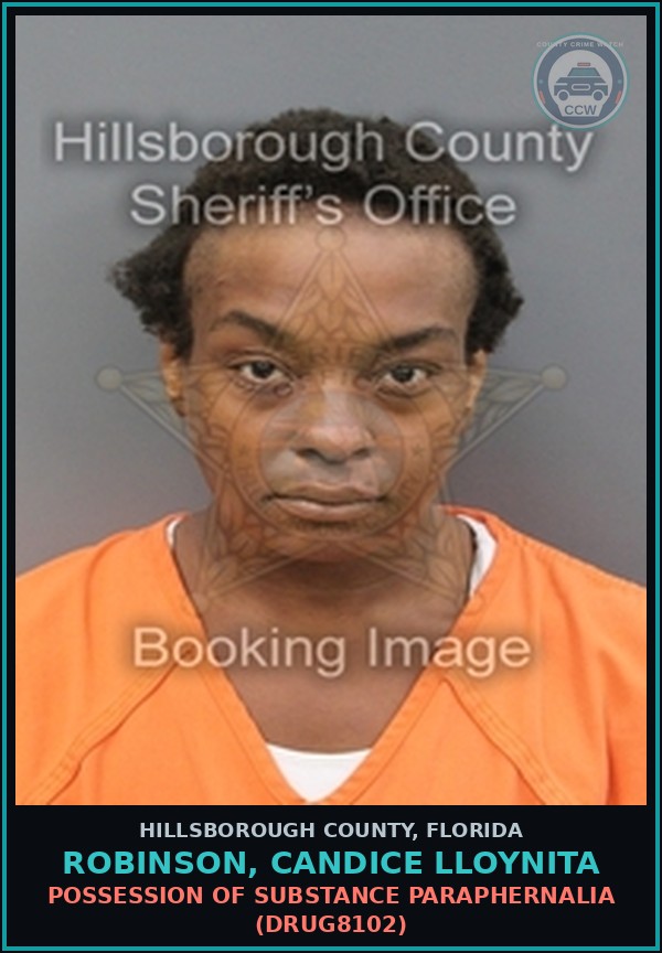 Booking mugshot of ROBINSON, CANDICE LLOYNITA in Hillsborough County