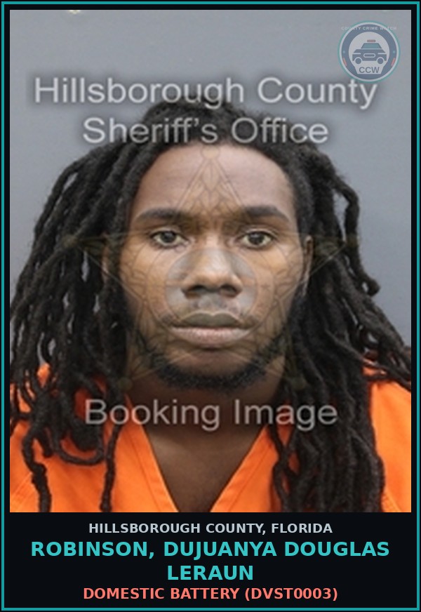 Booking mugshot of ROBINSON, DUJUANYA DOUGLAS LERAUN in Hillsborough County