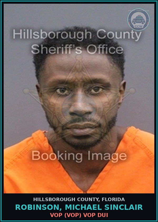 Booking mugshot of ROBINSON, MICHAEL SINCLAIR in Hillsborough County