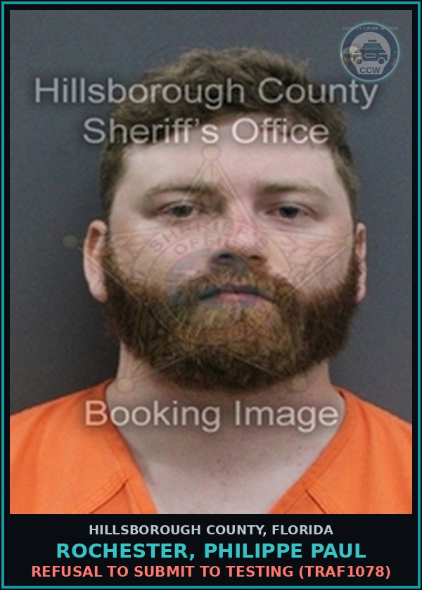 Booking mugshot of ROCHESTER, PHILIPPE PAUL in Hillsborough County