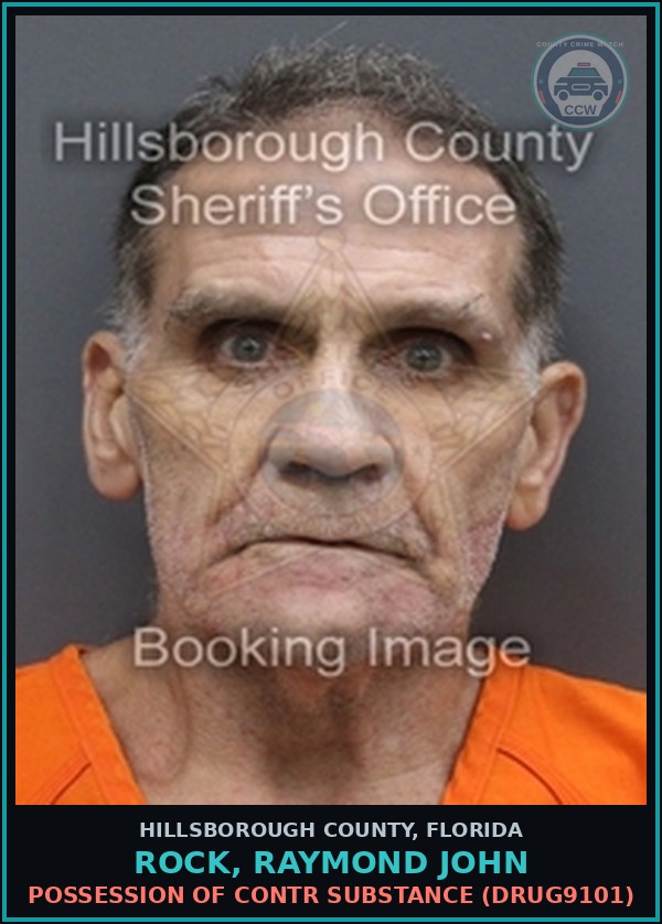 Booking mugshot of ROCK, RAYMOND JOHN in Hillsborough County