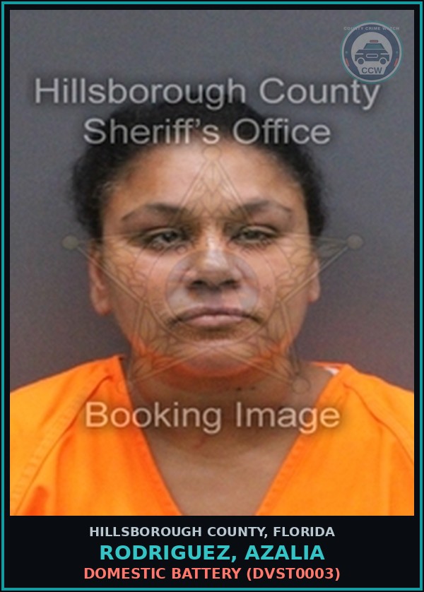 Booking mugshot of RODRIGUEZ, AZALIA in Hillsborough County