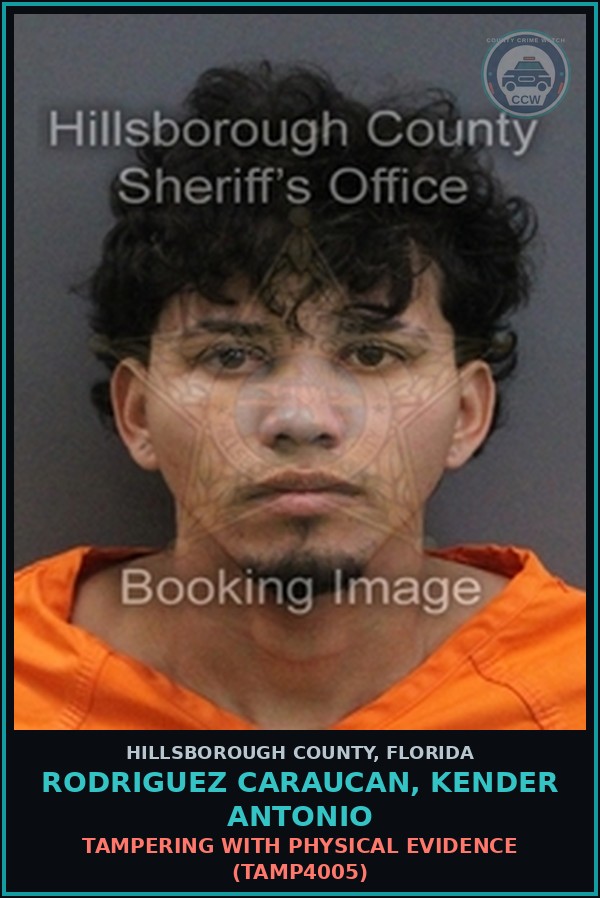 Booking mugshot of RODRIGUEZ CARAUCAN, KENDER ANTONIO in Hillsborough County