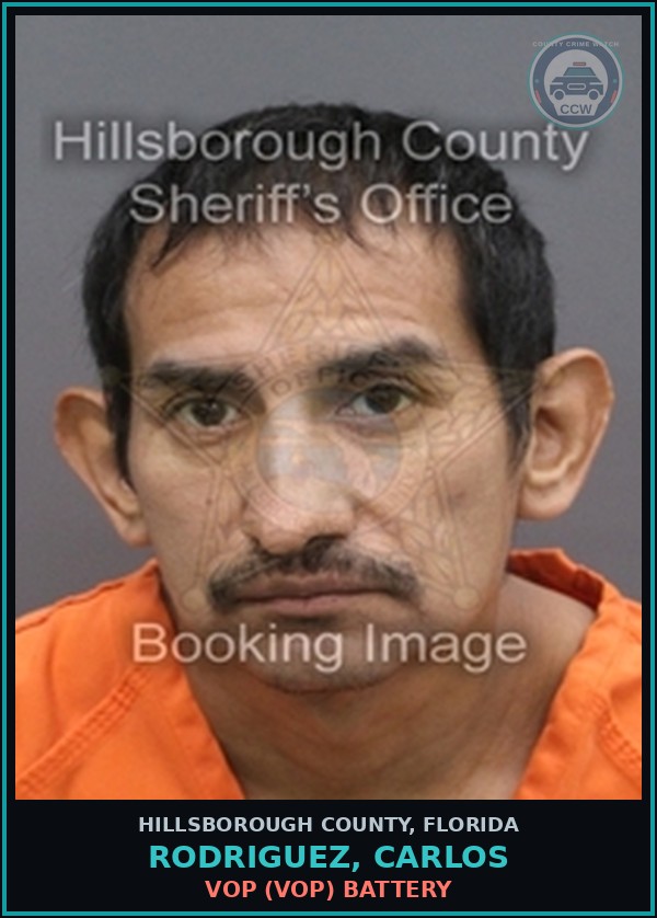 Booking mugshot of RODRIGUEZ, CARLOS in Hillsborough County