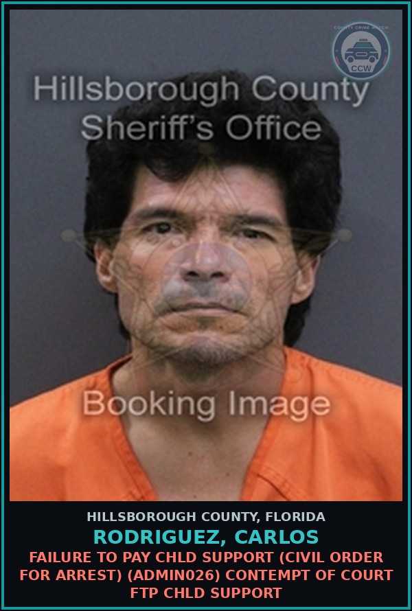 Booking mugshot of RODRIGUEZ, CARLOS in Hillsborough County