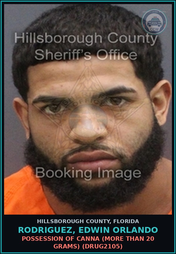 Booking mugshot of RODRIGUEZ, EDWIN ORLANDO in Hillsborough County