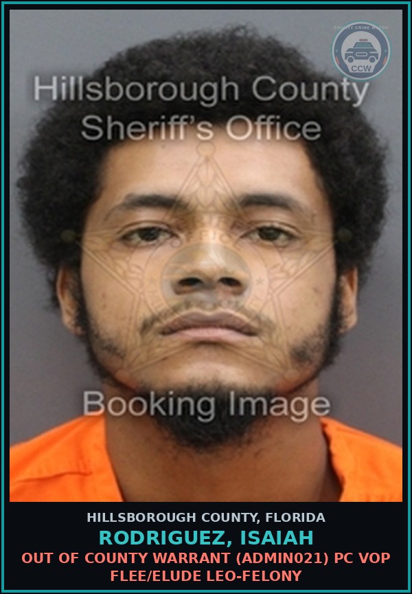 Booking mugshot of RODRIGUEZ, ISAIAH in Hillsborough County