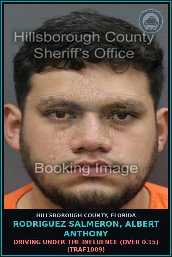 Booking mugshot of RODRIGUEZ SALMERON, ALBERT ANTHONY in Hillsborough County