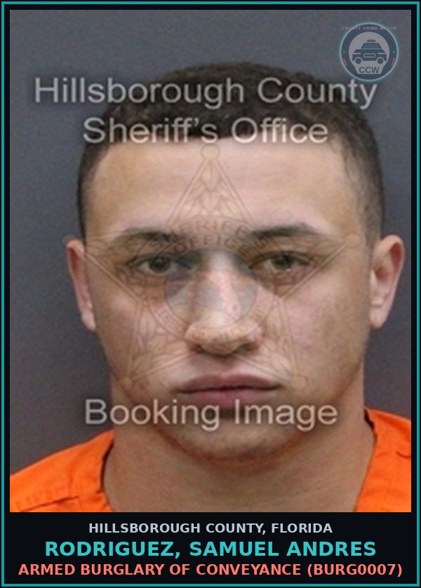 Booking mugshot of RODRIGUEZ, SAMUEL ANDRES in Hillsborough County