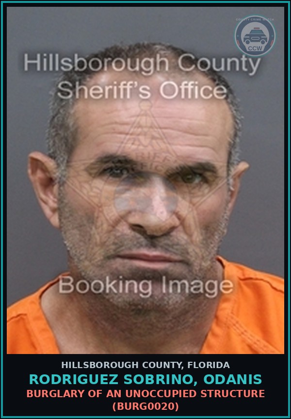 Booking mugshot of RODRIGUEZ SOBRINO, ODANIS in Hillsborough County