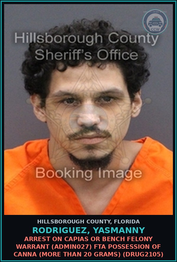 Booking mugshot of RODRIGUEZ, YASMANNY in Hillsborough County