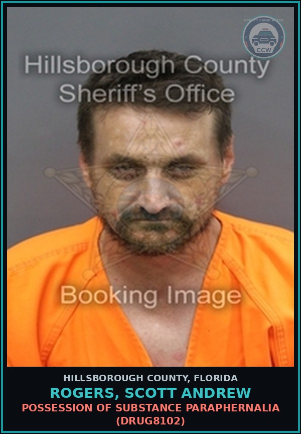 Booking mugshot of ROGERS, SCOTT ANDREW in Hillsborough County