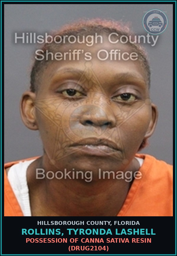 Booking mugshot of ROLLINS, TYRONDA LASHELL in Hillsborough County