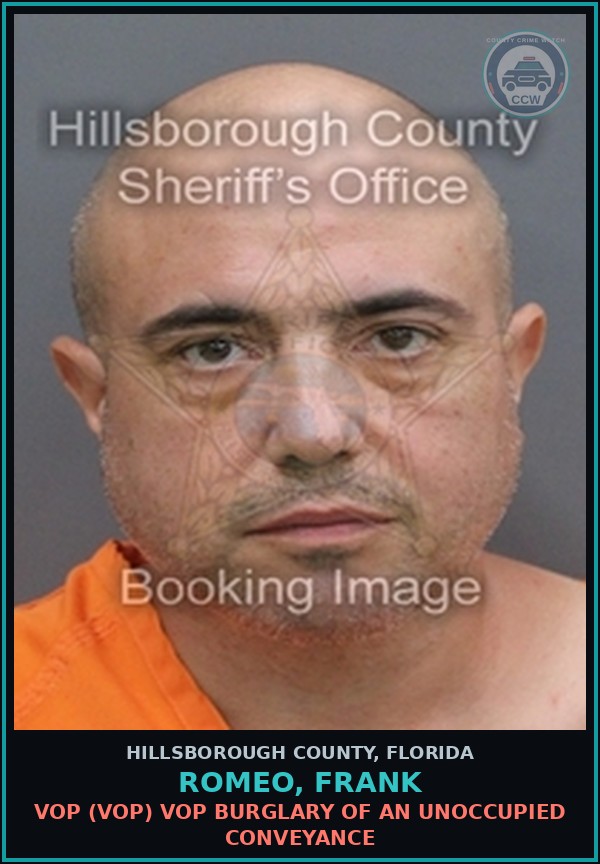 Booking mugshot of ROMEO, FRANK in Hillsborough County