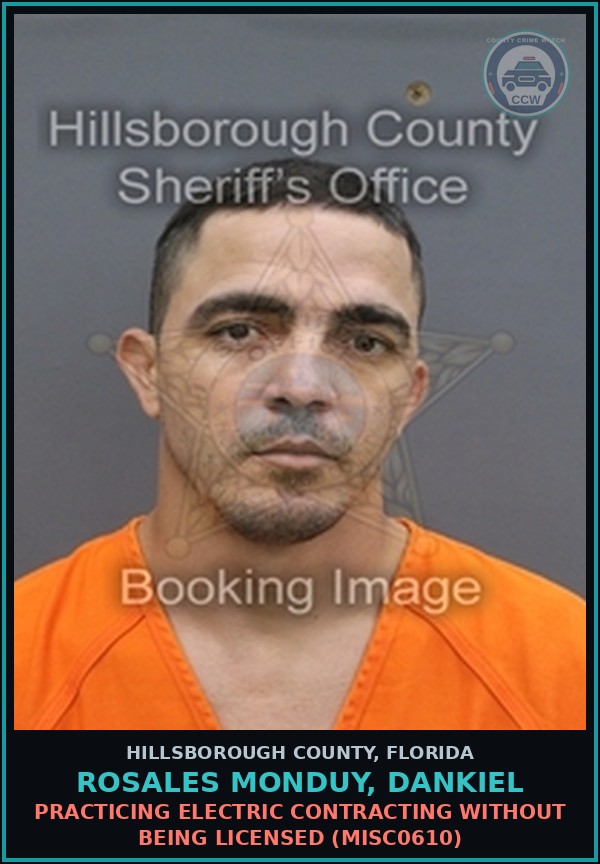 Booking mugshot of ROSALES MONDUY, DANKIEL in Hillsborough County