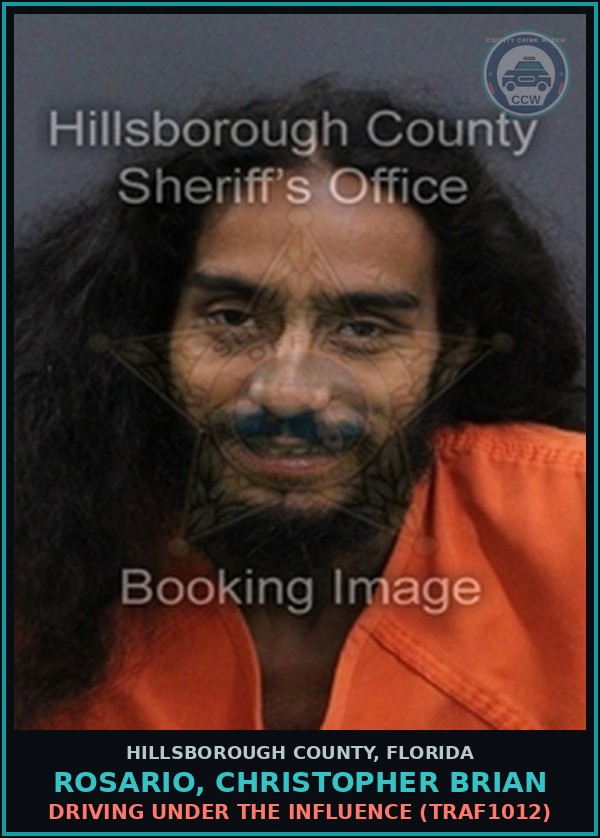Booking mugshot of ROSARIO, CHRISTOPHER BRIAN in Hillsborough County