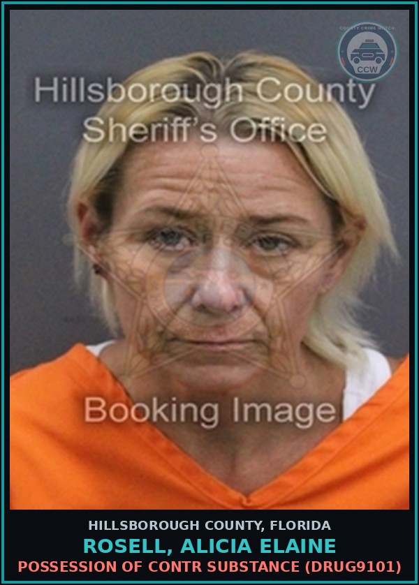 Booking mugshot of ROSELL, ALICIA ELAINE in Hillsborough County