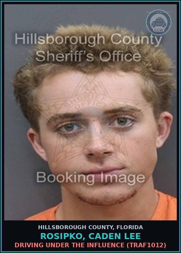 Booking mugshot of ROSIPKO, CADEN LEE in Hillsborough County