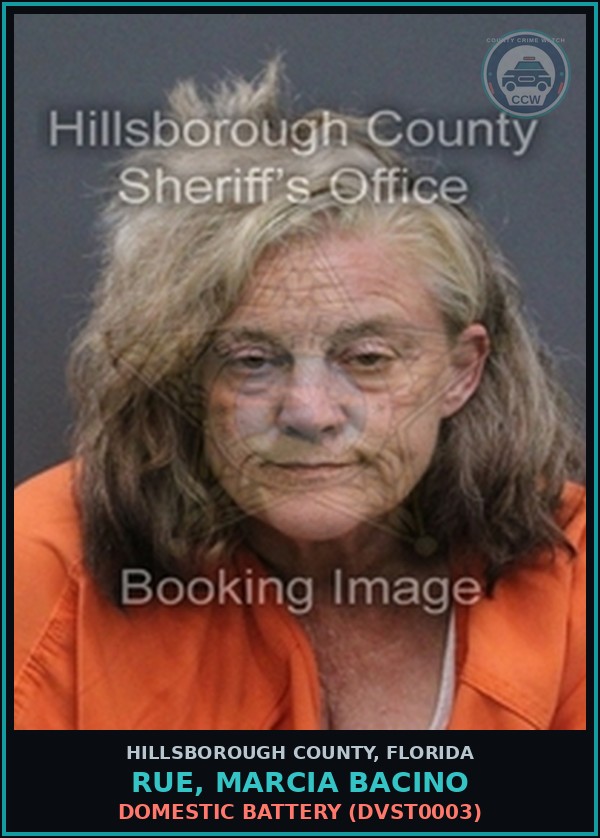 Booking mugshot of RUE, MARCIA BACINO in Hillsborough County