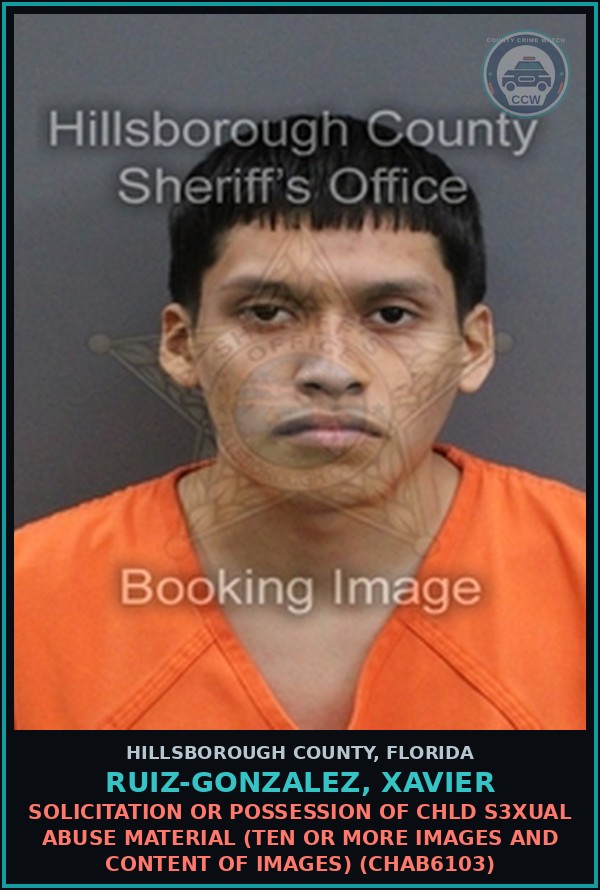 Booking mugshot of RUIZ-GONZALEZ, XAVIER in Hillsborough County