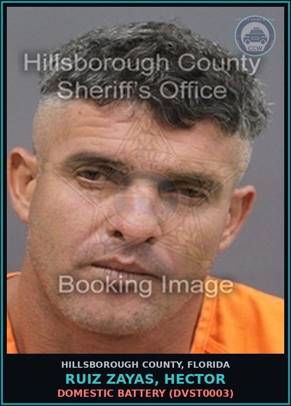 Booking mugshot of RUIZ ZAYAS, HECTOR in Hillsborough County