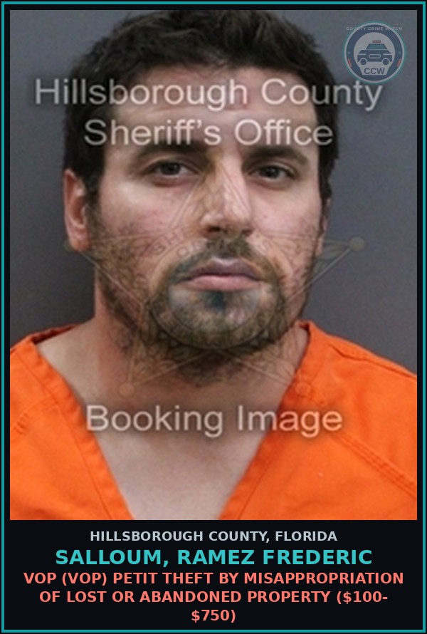 Booking mugshot of SALLOUM, RAMEZ FREDERIC in Hillsborough County