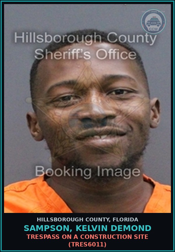 Booking mugshot of SAMPSON, KELVIN DEMOND in Hillsborough County