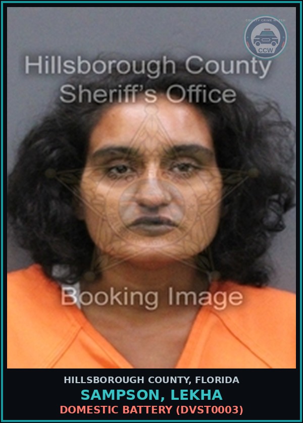 Booking mugshot of SAMPSON, LEKHA in Hillsborough County