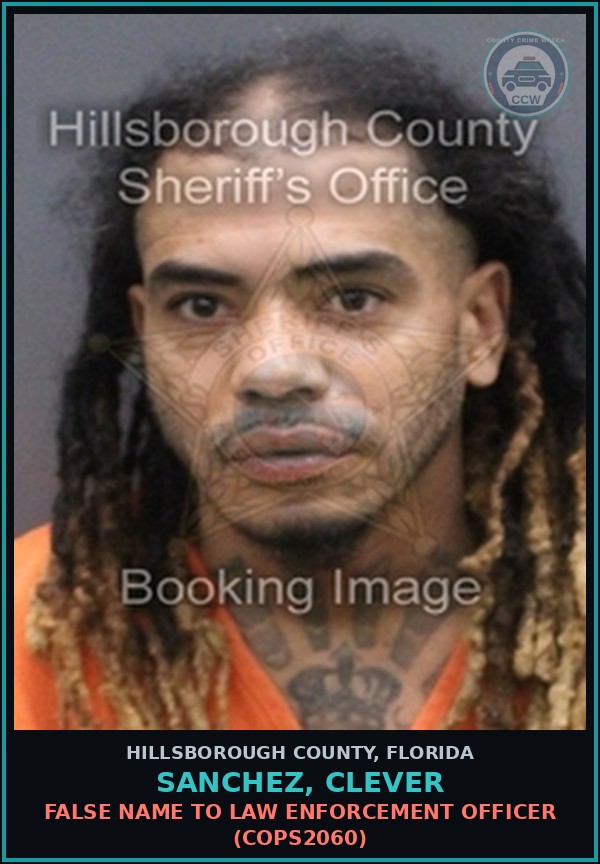 Booking mugshot of SANCHEZ, CLEVER in Hillsborough County