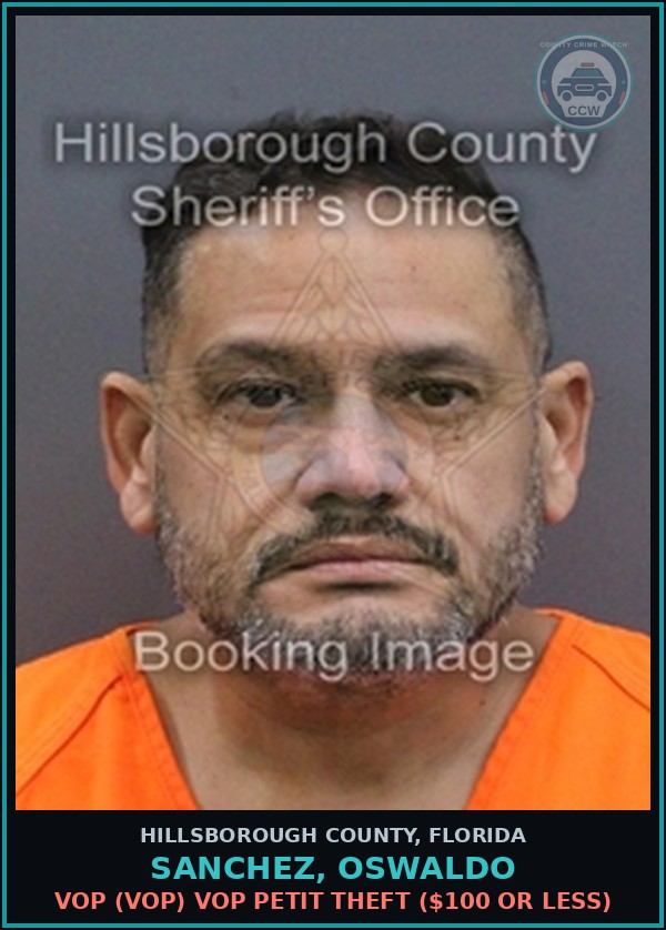 Booking mugshot of SANCHEZ, OSWALDO in Hillsborough County