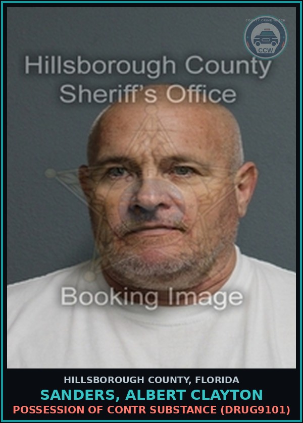 Booking mugshot of SANDERS, ALBERT CLAYTON in Hillsborough County