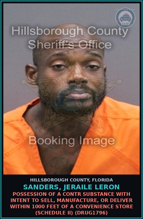 Booking mugshot of SANDERS, JERAILE LERON in Hillsborough County