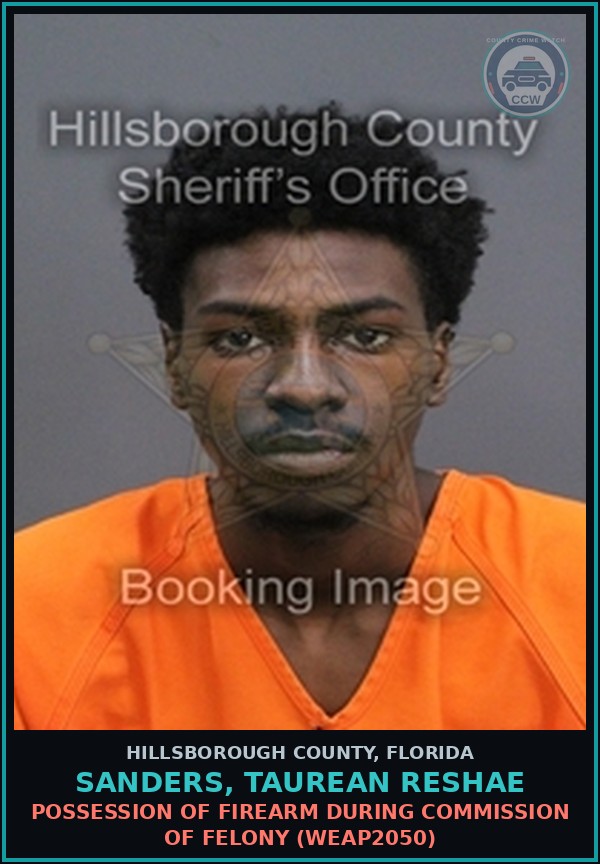 Booking mugshot of SANDERS, TAUREAN RESHAE in Hillsborough County