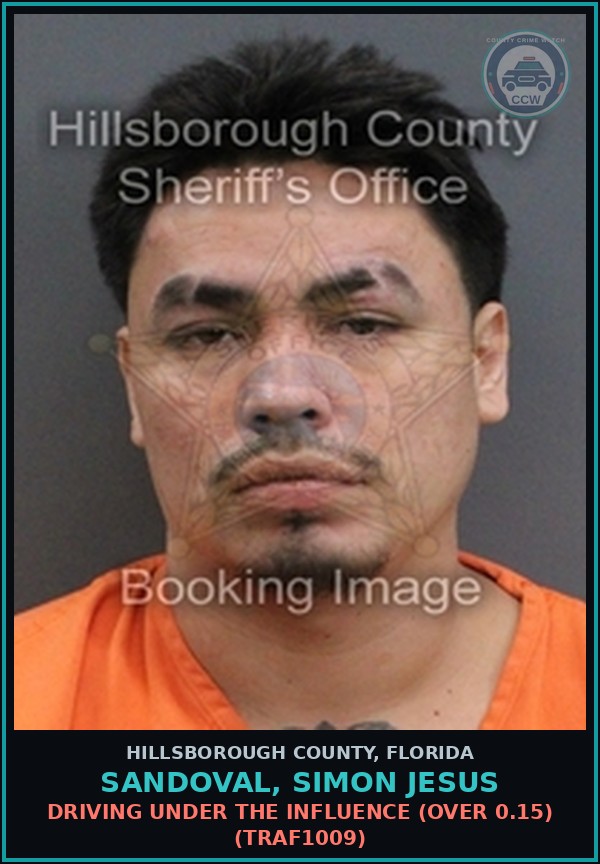 Booking mugshot of SANDOVAL, SIMON JESUS in Hillsborough County